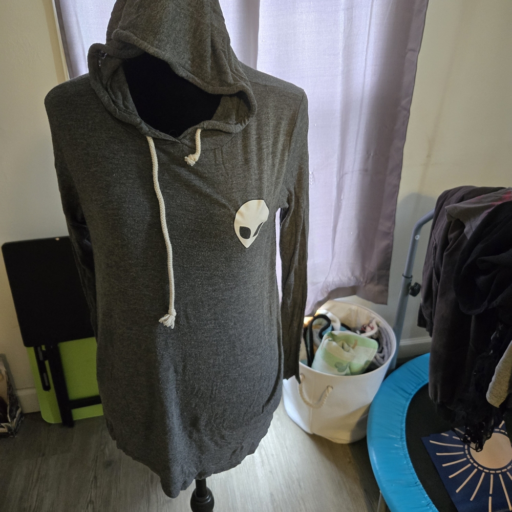 French Pastry Charcoal Hoodie with Alien Patch